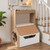 Wood and white cat tower with scratcher, cushioned perch, and hideaway den - CatsPlay.com