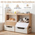 Wood and white cat tower with scratcher, cushioned perch, and hideaway den - CatsPlay.com