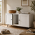 Two-door mid-century cat litter box cabinet with open center access - CatsPlay.com