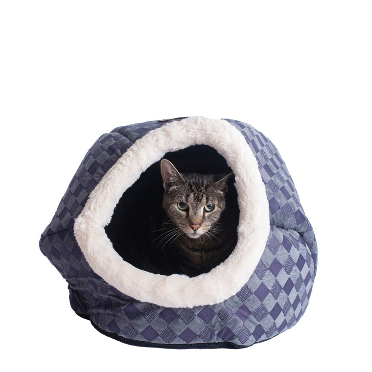 Cuddle Cave Cat Bed C44 Blue Checkered