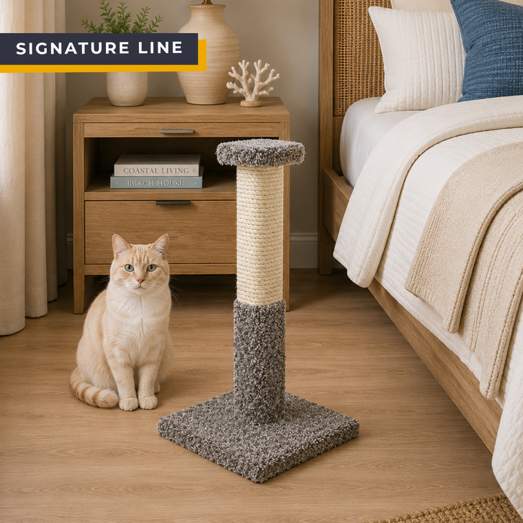 Cat's Choice 30"  Wooden Carpeted Cat Scratching Post with Sisal Rope