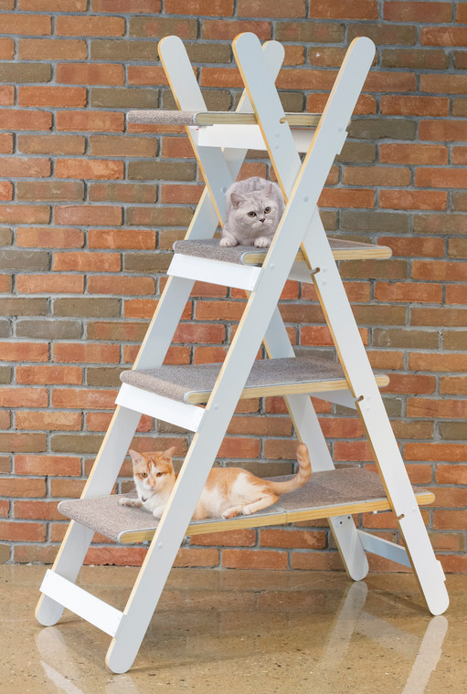 Triangle Ladder Step Modern Folding Cat Tree with Platforms