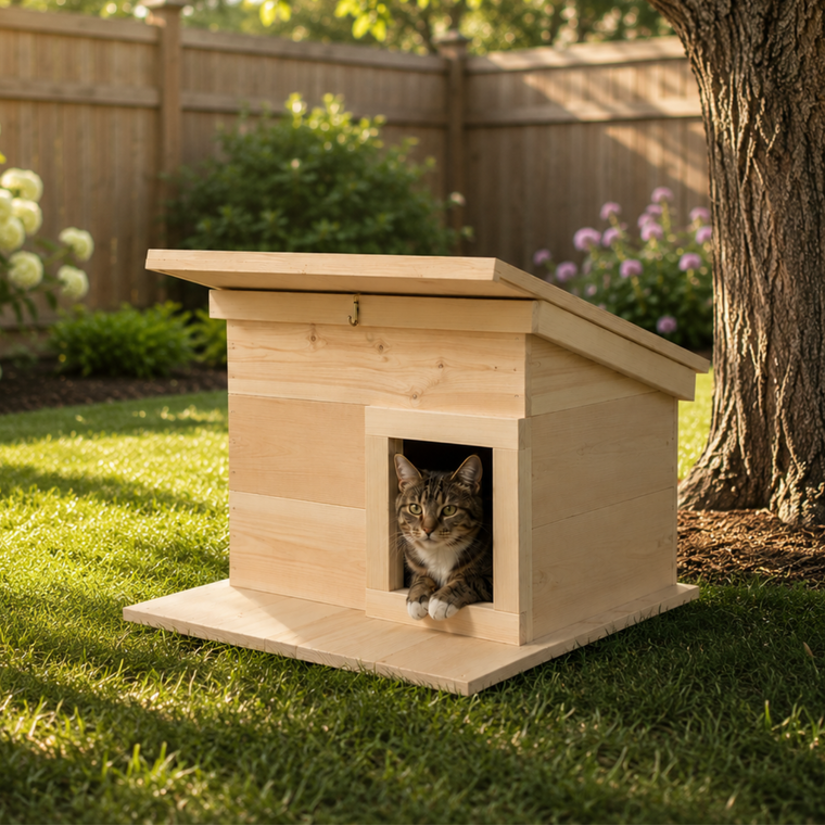 Outdoor Cedar Wood Cat House Shelter