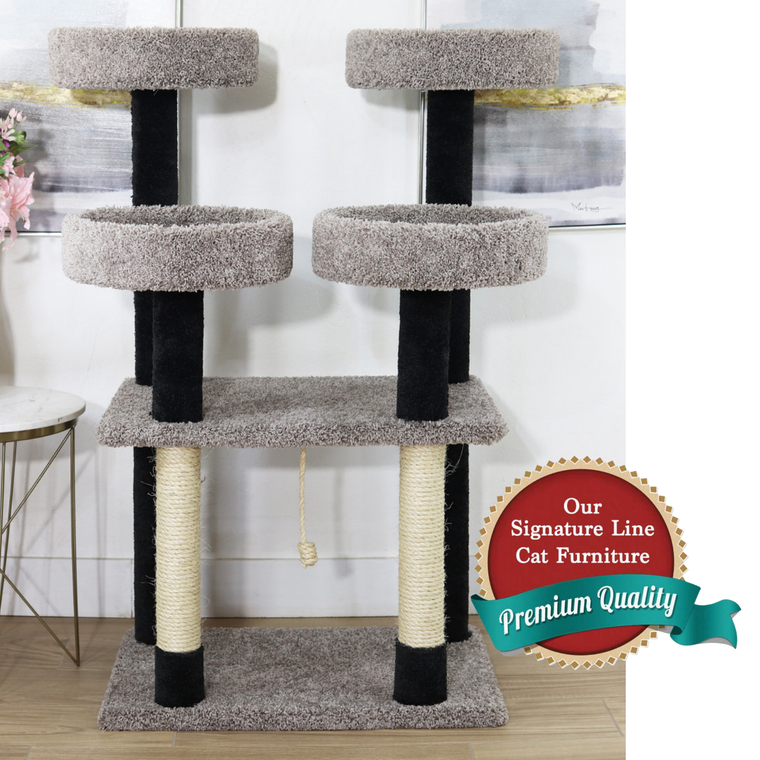 Cat's Choice 53" XL Cat Perch Tower — solid wood multi-level cat tower with four round perches for large cats