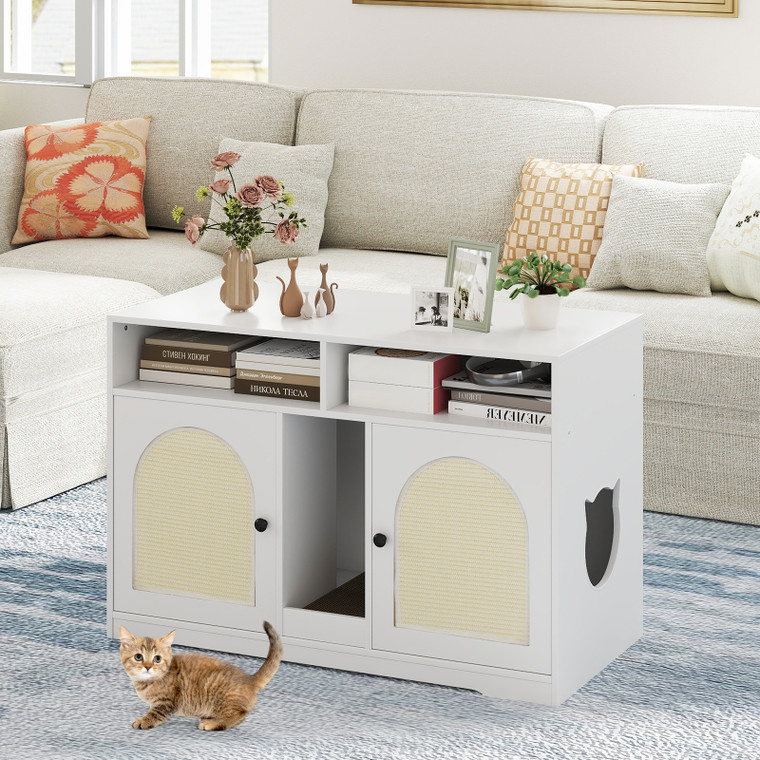 Double-room cat litter box enclosure for two cats - CatsPlay.com