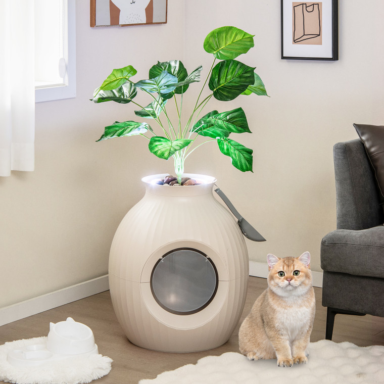 Smart plant-shaped litter box with electronic odor removal - CatsPlay.com