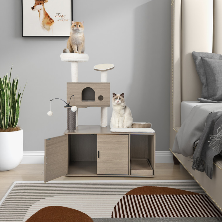 Cat tower and litter box enclosure combo - view 2