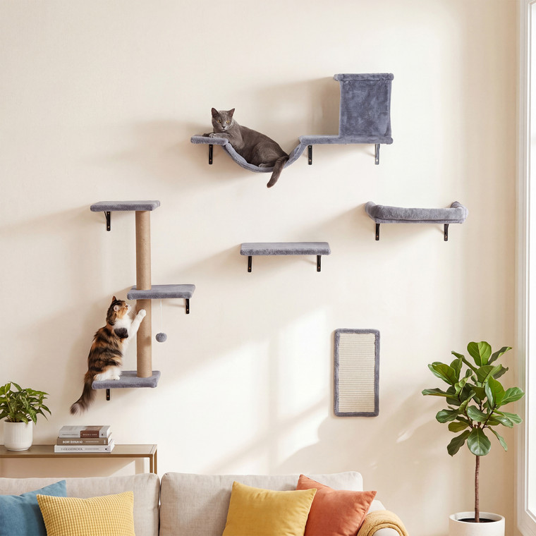 5-in-1 cat wall shelf system with scratching post - CatsPlay.com