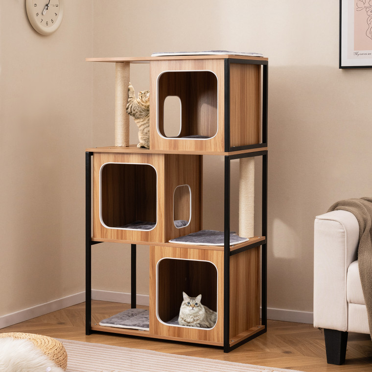 52 inch cat tree house with metal frame and scratching posts - CatsPlay.com