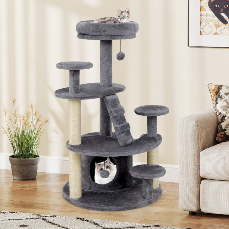 40 inch cat tower with wide base and climbing ladder - CatsPlay.com