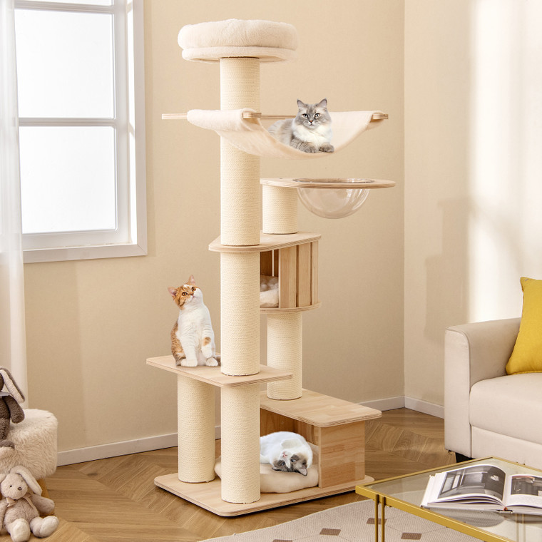 69 inch cat gym with space capsule and cozy top perch - CatsPlay.com