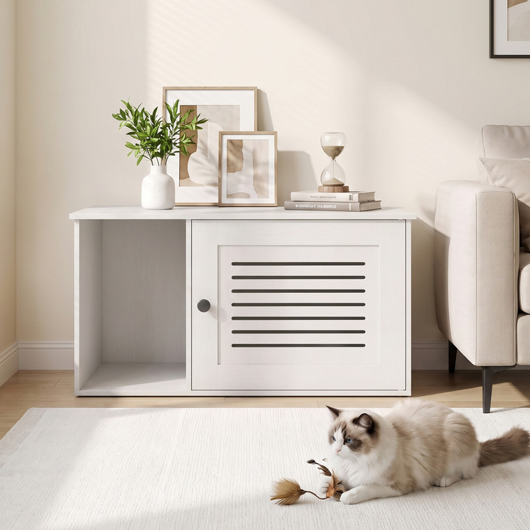 31.5 inch Litter Box Enclosure Side Table with Side Entrance - CatsPlay.com