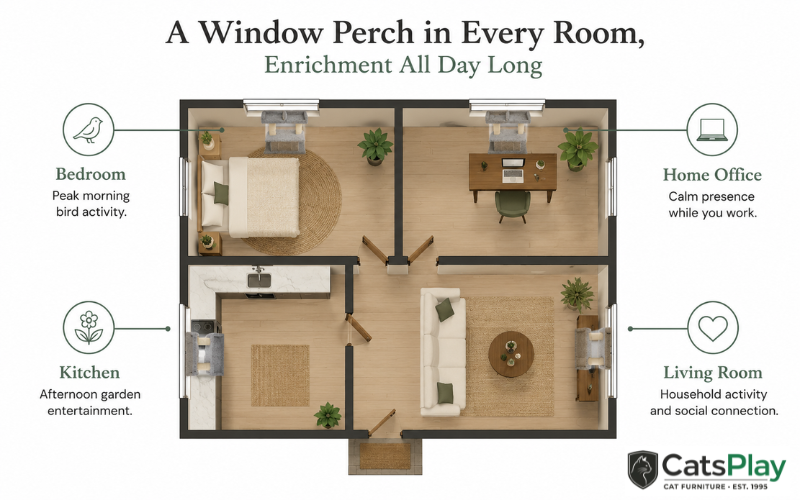 Room by room cat window perch placement guide -- CatsPlay.com