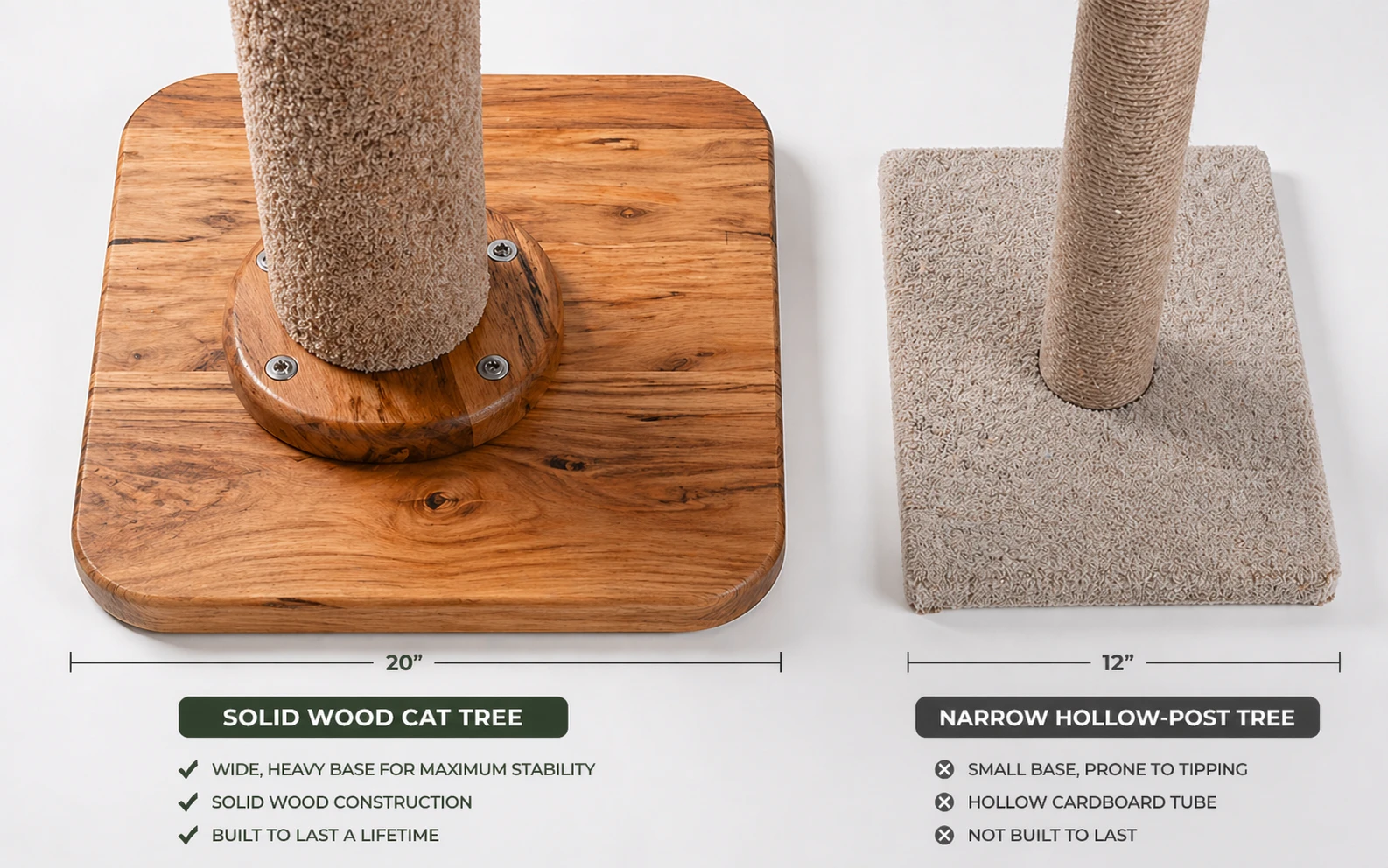 Solid wood vs hollow-post cat trees