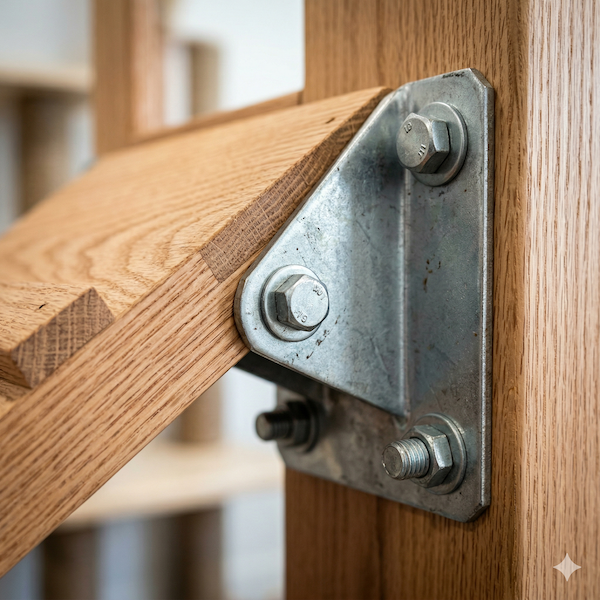 Close-up of a heavy-duty climbing ramp attachment with industrial hardware