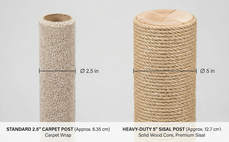 Comparison of standard support columns versus $5\text{-inch}$ heavy-duty posts