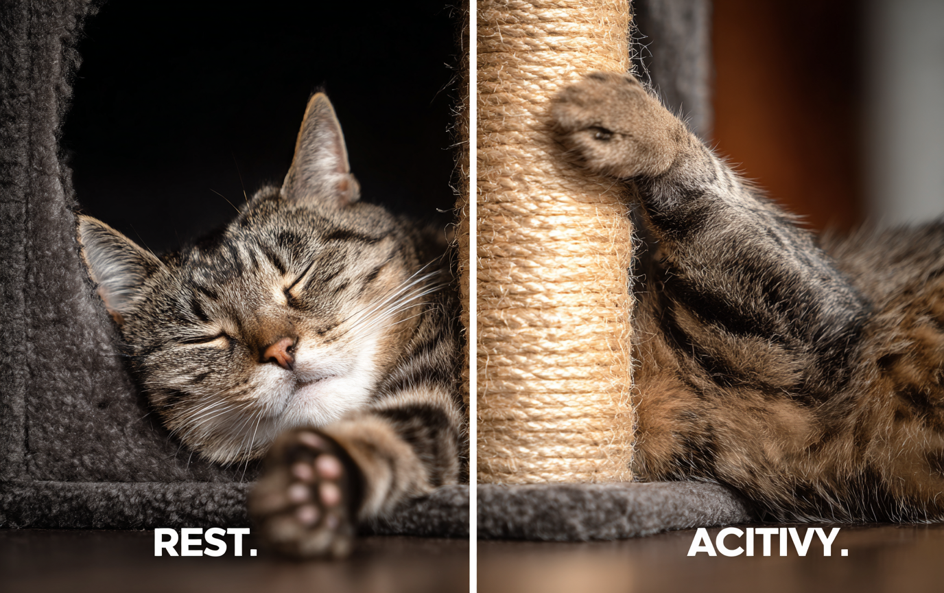 Cat lounging in a high-security condo vs a window perch