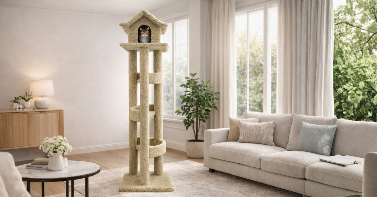 Pagoda Cat Tree in a modern living room hero