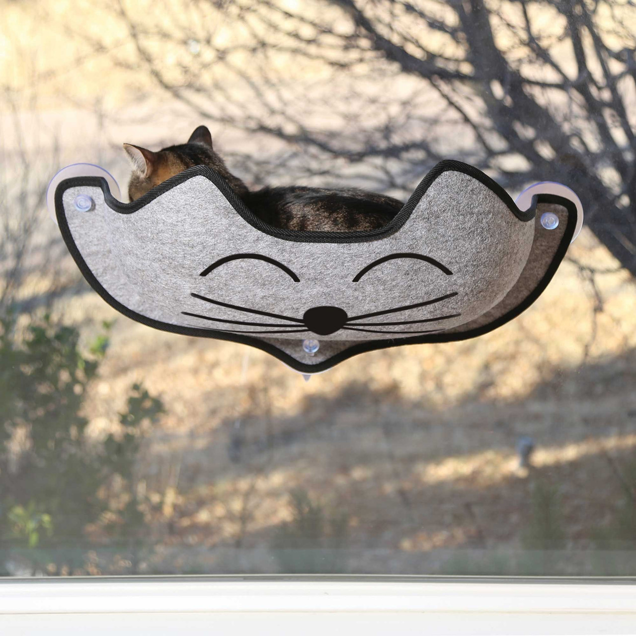 K&H Pet Products EZ Mount Kittyface Window Cat Bed Gray