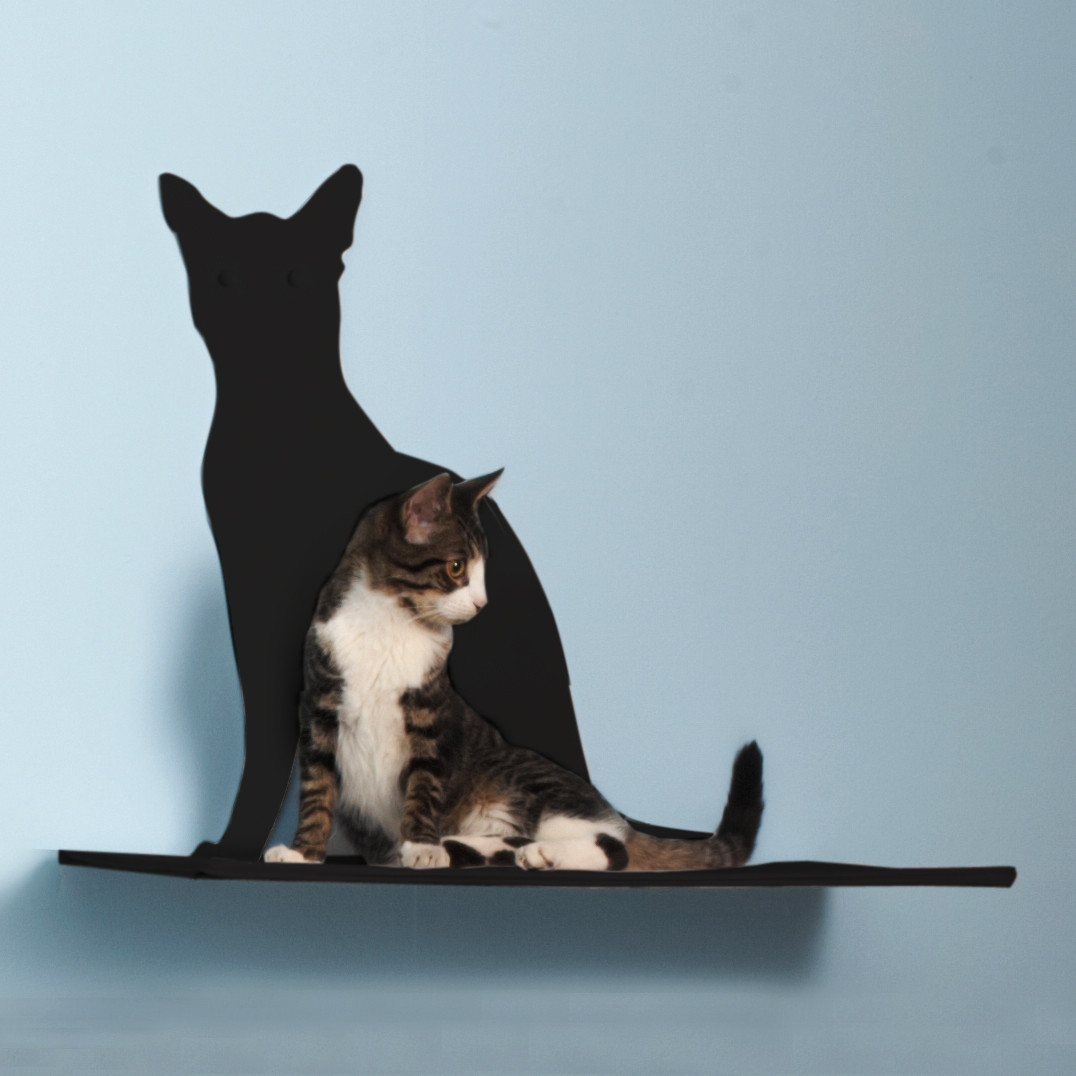 Cat Silhouette Cat Shelf - Perch Black
