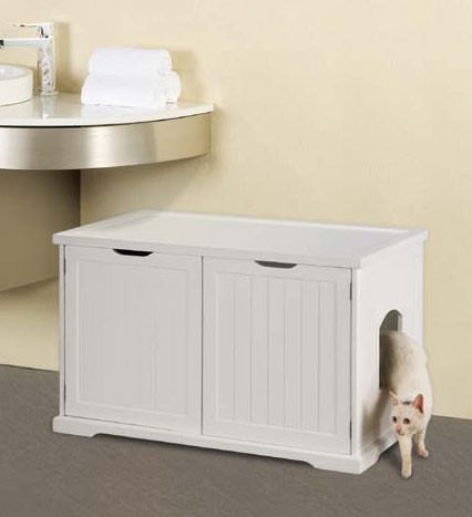 Cat Washroom Bench for Large and Electronic Litter Boxes MPS010 MPS010 White