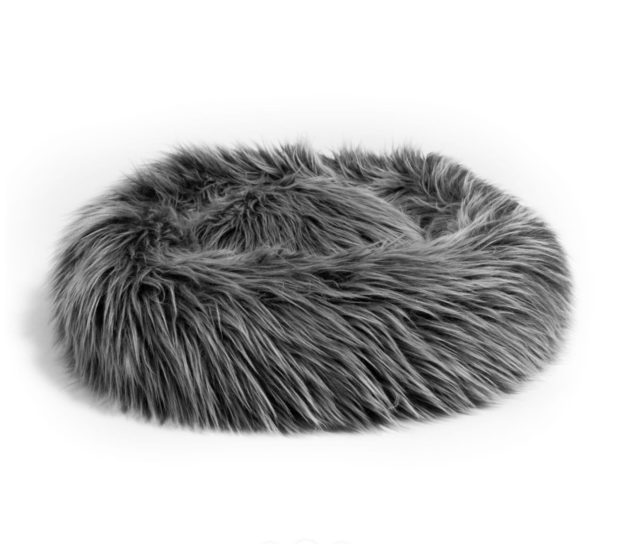Furry Donut Cat Bed White