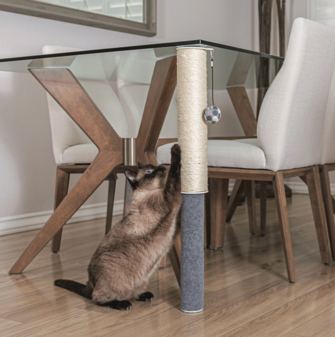 Under Table Cat Scratching Pole