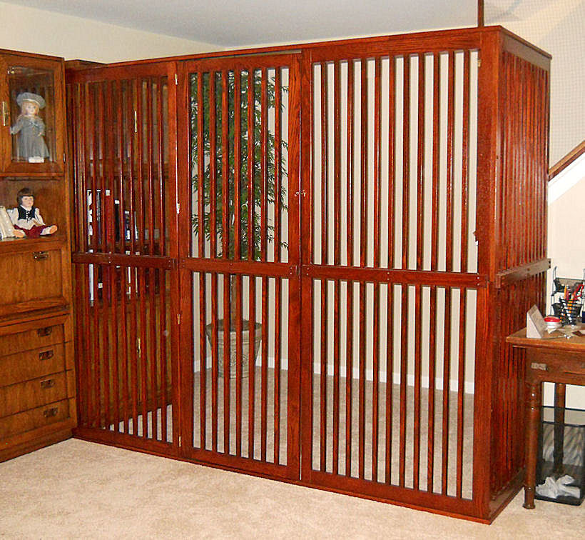 Solid Hardwood Indoor Pet Enclosure 7'4 Front + (2) 30 Sides/Oak - Sealed Natural