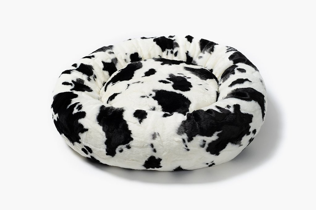 Black and White Cow Donut Cat Bed