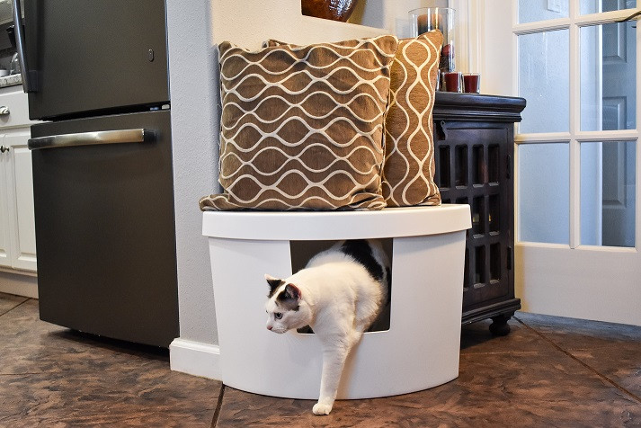 Decorative Corner Kitty Litter Box Black/NO Liner/Bed - Gray