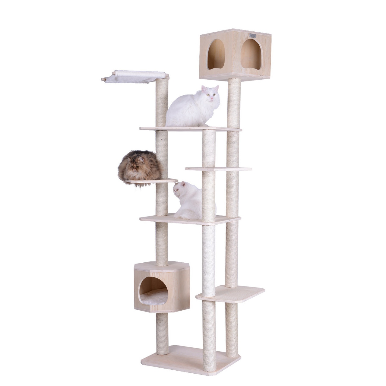Cat's Dream Premium Scots Pine 89-Inch Cat Tree with Seven Levels, Two Playhouses