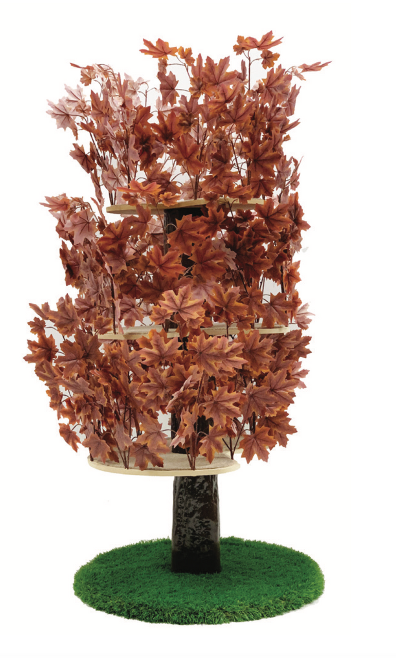 Luxury Cat Tree (Large) - Round Base w Autumn - Purple Leaves - CT031