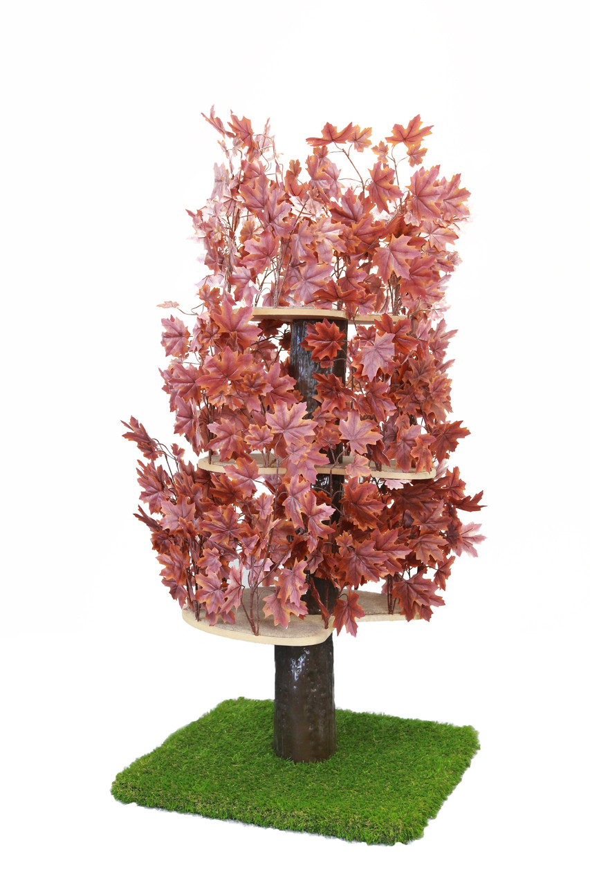 Luxury Cat Tree (Large) - Square Base w Autumn - Purple Leaves - CT032
