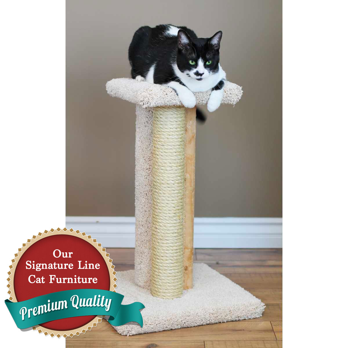 Cat's Choice 3 Surface Cat Scratcher w/Perch ALL Posts in Sisal/Beige
