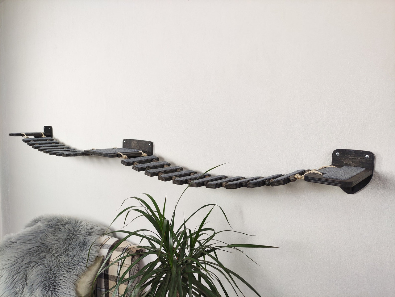 Wall Mounted Cat Suspension Bridge - Double