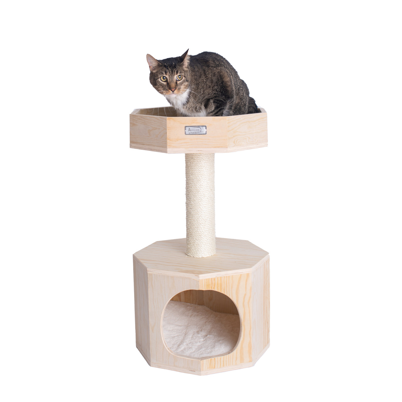 Cat's Dream Premium Scots Pine 29-Inch Wood Cat Tree with Perch and Condo