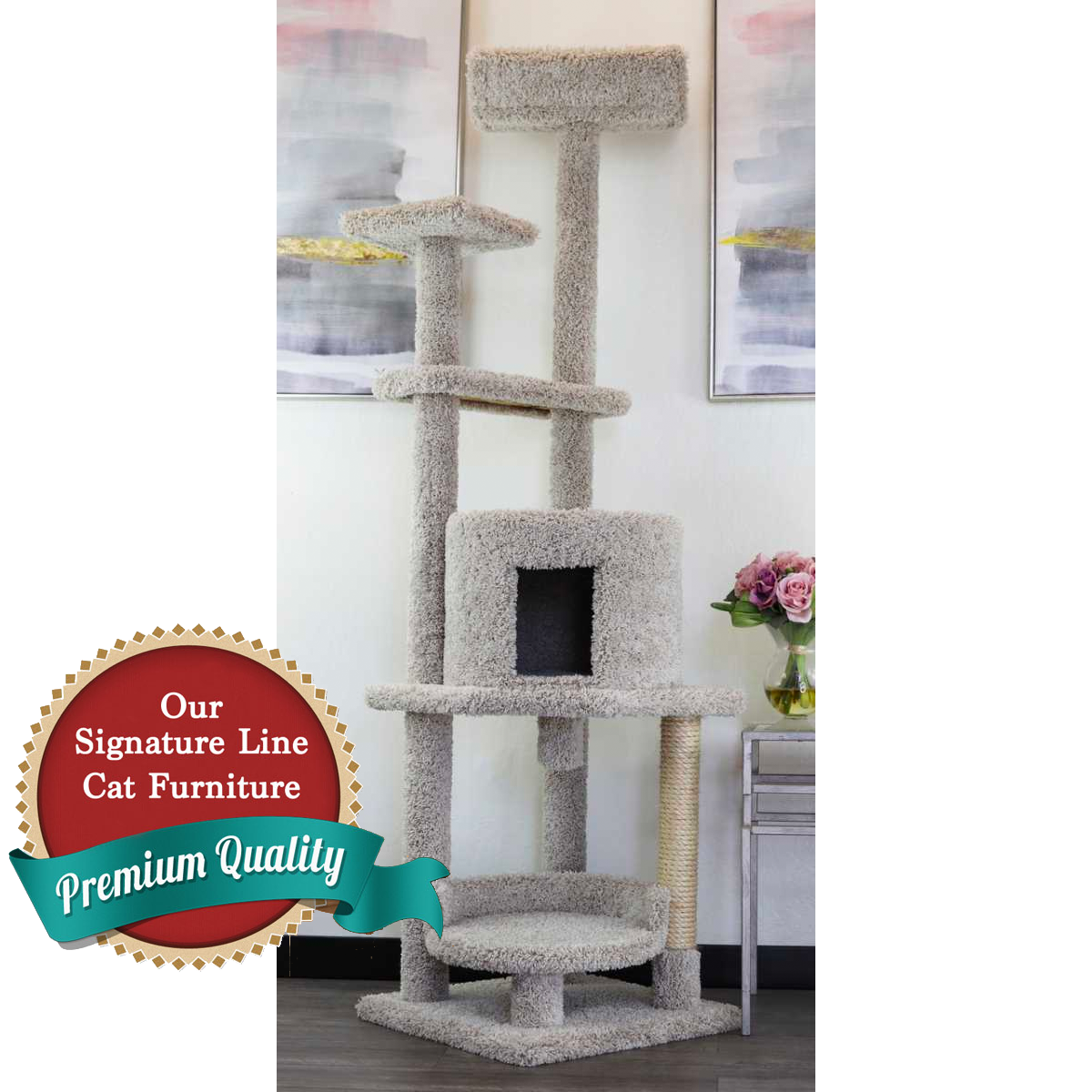 Cat's Choice Six Foot Cat House Tower Gym with Soild Wood Scratching Post