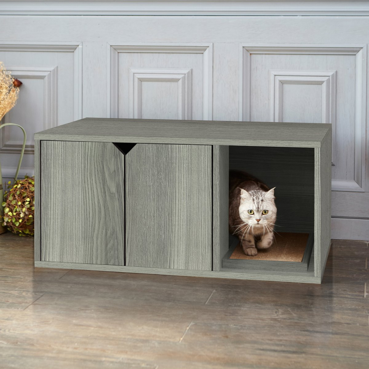 zBoard Cat Litter Box Enclosure, Gray