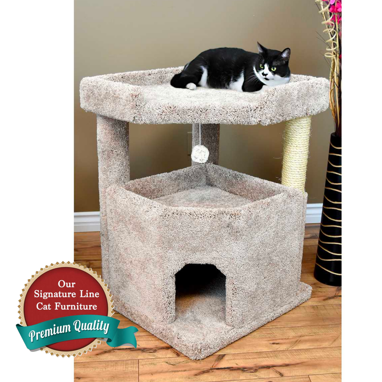Cat's Choice Extra Large Corner Condo Palace with Loft ADD all posts in sisal/Beige