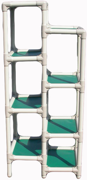 PVC Frame 8 Tier Cat Tree 8 Pads/Smoke/Almond PVC (Indoor Outdoor)