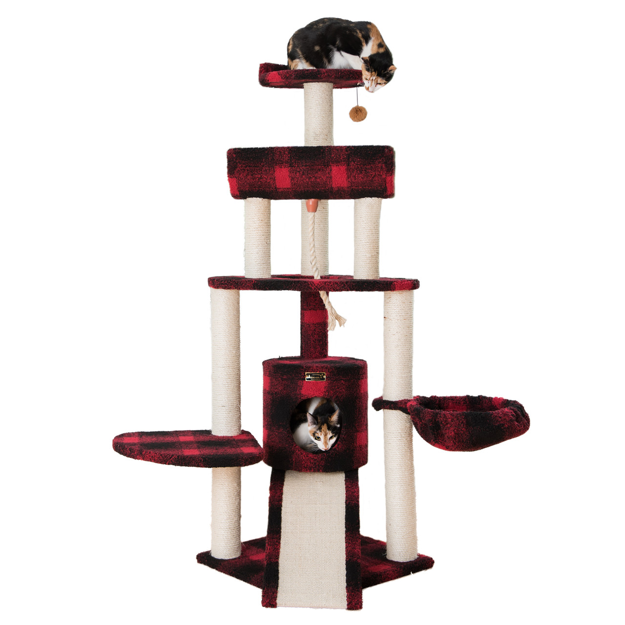 Cat's Dream Classic Cat Tree w Four Levels With Rope, Basket, Ramp, Perch, and Condo B5806
