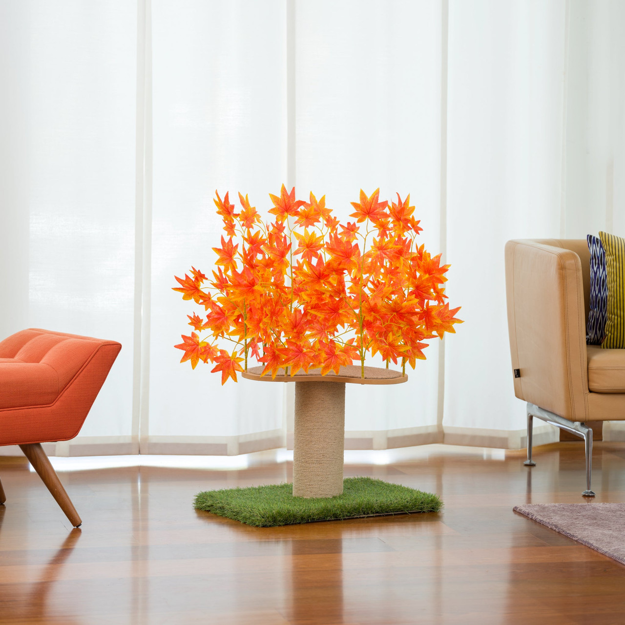 Luxury Cat Tree (Small) with Scratching Post Square Base CT123 - Orange