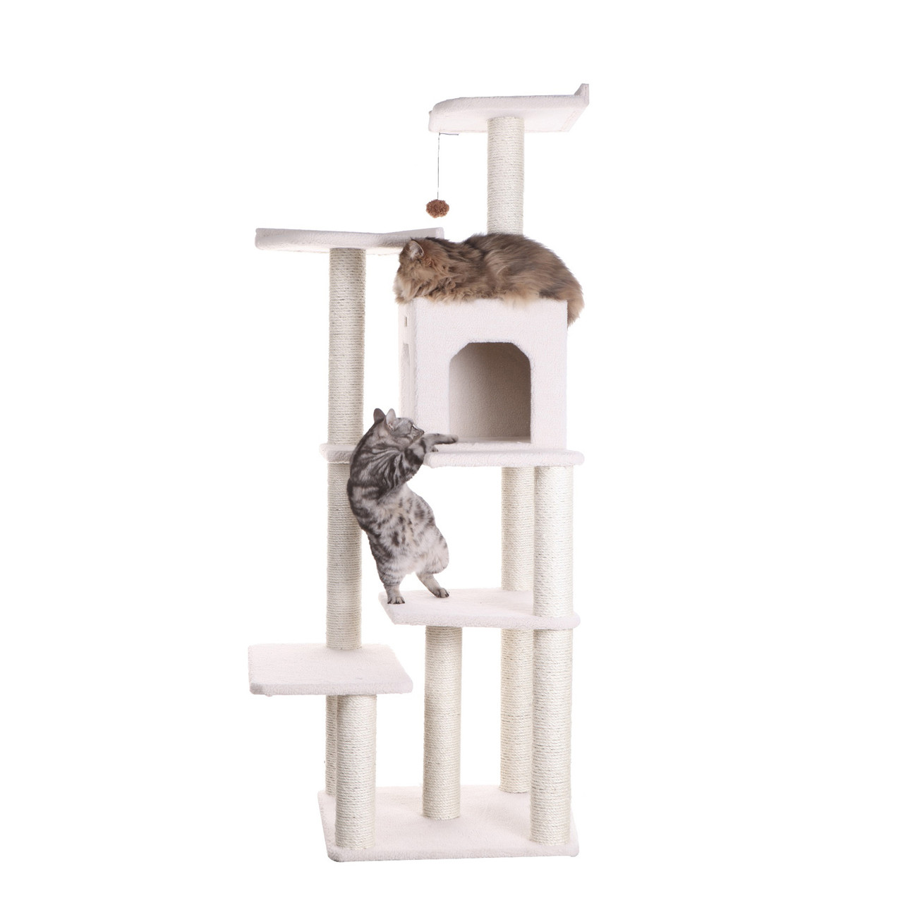 Cat's Dream Classic Cat Tree In Ivory Six Levels With Condo and Two Perches B6802