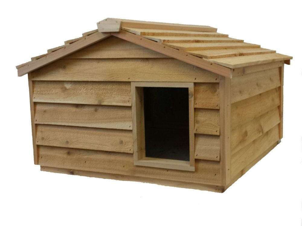 Extra Large Cedar Insulated Cat or Small Dog House (1) Extra door in back wall/(1) Round insert