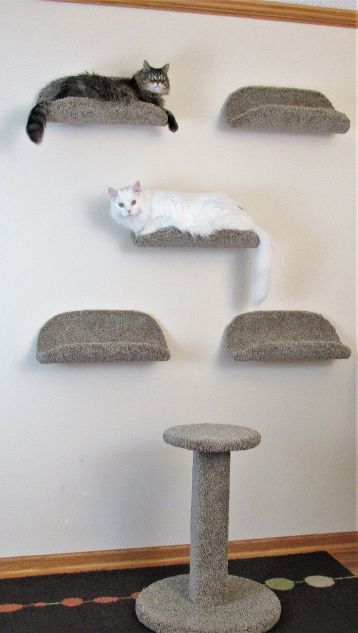 The Scoop Carpeted Cat Wall Shelf Bed Light Beige