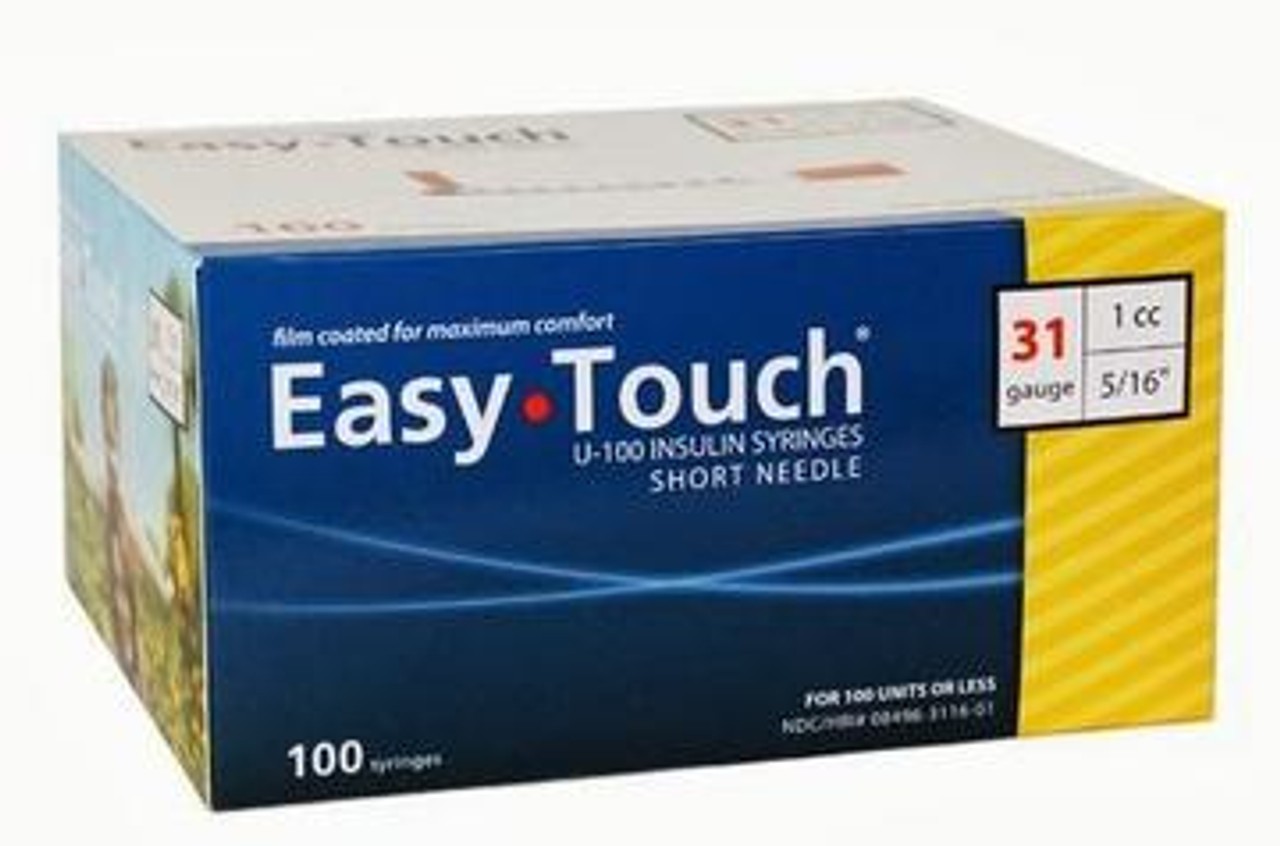 Med Vet International Easy Touch U-100 Insulin Syringe, 1mL 30g x 5/16in