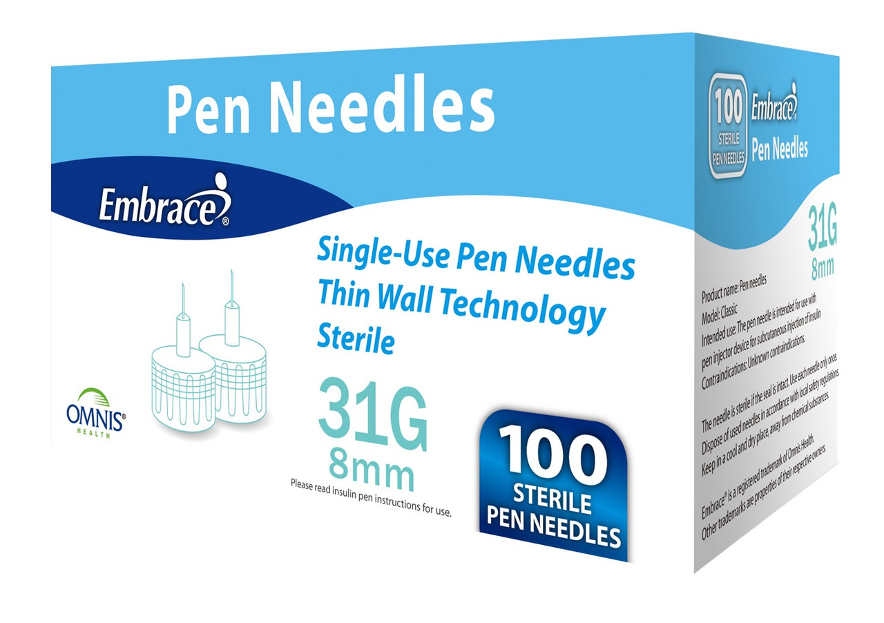 Embrace Pen Needle, 31G, 8mm, 100ct - DDP Medical Supply