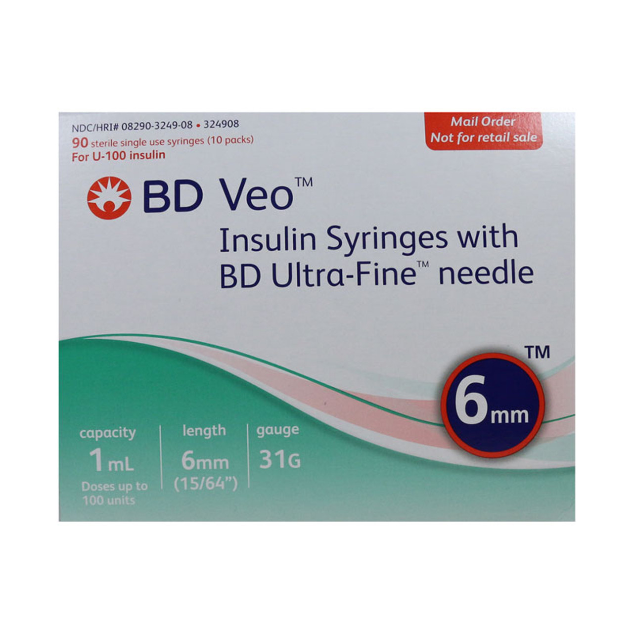 BD™ Ultra-Fine™ 6mm Needle Insulin Syringe, 1 cc, 31 G x 6 mm