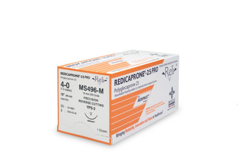 Myco Reli® Pro Redicaprone Suture, Undyed, Monofilament, 4-0, 18", Needle YPS-2