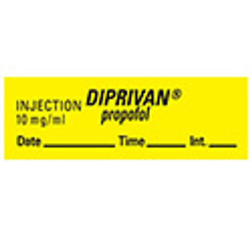 Diprivan Propofol Syringe Label,Yellow